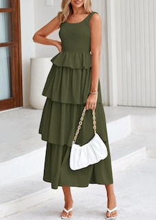 Foto 4 | Foto 4 | Vestido Prettygarden Para Mujer 2025, Verano, Sin Mangas, Color Verde Militar - Venta Internacional.