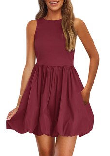 Foto 1 | Foto 1 | Vestido De Verano Prettygarden 2025 Sin Mangas Sin Mangas Bubble Wine Red - Venta Internacional.