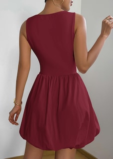 Foto 2 | Foto 2 | Vestido De Verano Prettygarden 2025 Sin Mangas Sin Mangas Bubble Wine Red - Venta Internacional.