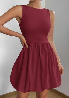 Foto 3 | Foto 3 | Vestido De Verano Prettygarden 2025 Sin Mangas Sin Mangas Bubble Wine Red - Venta Internacional.