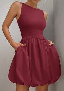 Foto 4 | Foto 4 | Vestido De Verano Prettygarden 2025 Sin Mangas Sin Mangas Bubble Wine Red - Venta Internacional.
