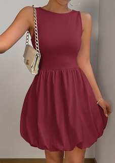 Foto 7 | Foto 7 | Vestido De Verano Prettygarden 2025 Sin Mangas Sin Mangas Bubble Wine Red - Venta Internacional.