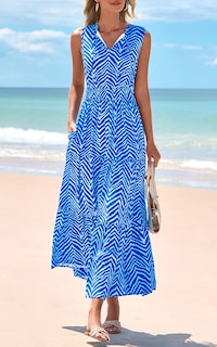 Foto 2 | Foto 2 | Vestido Prettygarden Sin Mangas Con Cuello En V Para Invitados De Boda, Azul Xl - Venta Internacional.