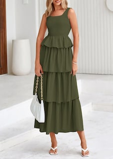 Foto 3 | Foto 3 | Vestido Prettygarden Para Mujer 2025, Verano, Sin Mangas, Color Verde Militar - Venta Internacional.