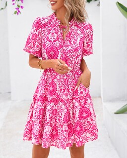 Foto 3 | Foto 3 | Vestido Btfbm Para Mujer, Estampado Floral, Cuello En V, Manga Corta, Volantes - Venta Internacional.