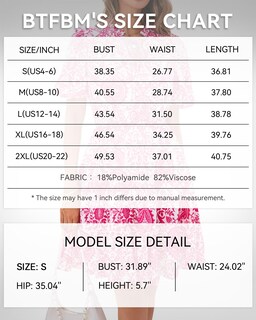 Foto 6 | Foto 6 | Vestido Btfbm Para Mujer, Estampado Floral, Cuello En V, Manga Corta, Volantes - Venta Internacional.