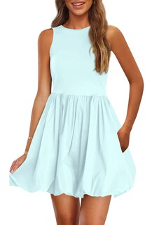 Foto 1 | Foto 1 | Vestido De Verano Prettygarden 2025 Sin Mangas Con Cuello Redondo Azul Xl - Venta Internacional.