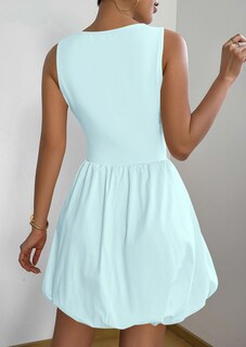 Foto 2 | Foto 2 | Vestido De Verano Prettygarden 2025 Sin Mangas Con Cuello Redondo Azul Xl - Venta Internacional.
