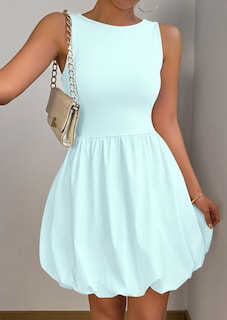 Foto 7 | Foto 7 | Vestido De Verano Prettygarden 2025 Sin Mangas Con Cuello Redondo Azul Xl - Venta Internacional.
