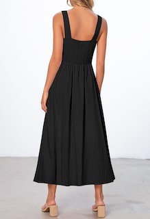Foto 3 | Foto 3 | Vestido Merokeety Para Mujer 2025, Verano, Sin Mangas, Midi, Negro - Venta Internacional.