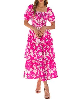 Foto 1 | Foto 1 | Vestido Btfbm Maxi Con Cuello Cuadrado Y Mangas Abullonadas Para Mujer - Venta Internacional.