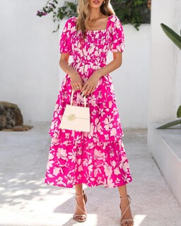 Foto 4 | Foto 4 | Vestido Btfbm Maxi Con Cuello Cuadrado Y Mangas Abullonadas Para Mujer - Venta Internacional.