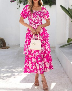 Foto 5 | Foto 5 | Vestido Btfbm Maxi Con Cuello Cuadrado Y Mangas Abullonadas Para Mujer - Venta Internacional.