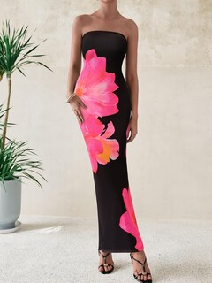 Foto 5 | Foto 5 | Vestido Largo Prettygarden Para Mujer, Sin Tirantes, De Malla Floral, Negro - Venta Internacional.