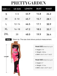 Foto 6 | Foto 6 | Vestido Largo Prettygarden Para Mujer, Sin Tirantes, De Malla Floral, Negro - Venta Internacional.