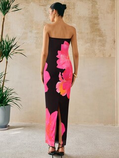 Foto 7 | Foto 7 | Vestido Largo Prettygarden Para Mujer, Sin Tirantes, De Malla Floral, Negro - Venta Internacional.