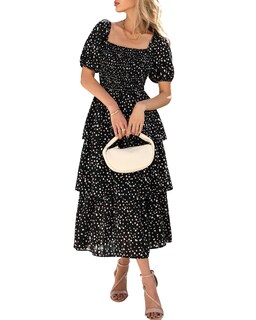 Foto 1 | Foto 1 | Vestido Casual Btfbm Para Mujer Con Cuello Cuadrado Y Manga Abullonada - Venta Internacional.