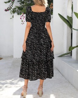 Foto 3 | Foto 3 | Vestido Casual Btfbm Para Mujer Con Cuello Cuadrado Y Manga Abullonada - Venta Internacional.