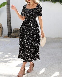 Foto 5 | Foto 5 | Vestido Casual Btfbm Para Mujer Con Cuello Cuadrado Y Manga Abullonada - Venta Internacional.