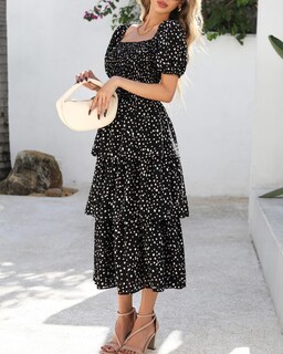 Foto 7 | Foto 7 | Vestido Casual Btfbm Para Mujer Con Cuello Cuadrado Y Manga Abullonada - Venta Internacional.