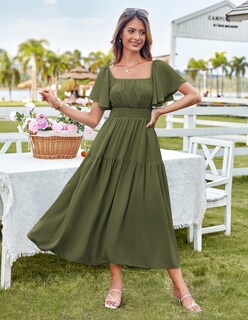 Foto 2 | Foto 2 | Vestido Grace Karin Casual De Verano Con Cuello Cuadrado Y Manga Con Volantes - Venta Internacional.