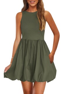 Foto 1 | Foto 1 | Vestido De Verano Prettygarden 2025, Casual, Sin Mangas, Sin Mangas, Verde Militar - Venta Internacional.