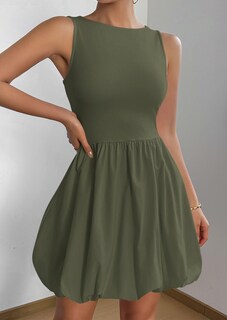 Foto 3 | Foto 3 | Vestido De Verano Prettygarden 2025, Casual, Sin Mangas, Sin Mangas, Verde Militar - Venta Internacional.