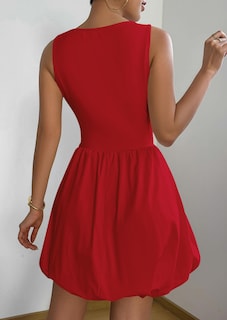 Foto 2 | Foto 2 | Vestido De Verano Prettygarden 2025 Sin Mangas Sin Mangas Con Bolsillos Rojo - Venta Internacional.