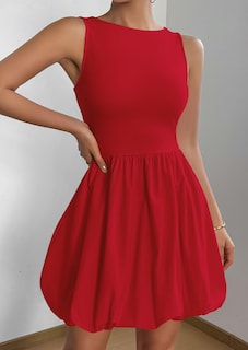 Foto 3 | Foto 3 | Vestido De Verano Prettygarden 2025 Sin Mangas Sin Mangas Con Bolsillos Rojo - Venta Internacional.