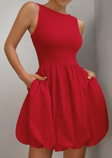 Foto 4 | Foto 4 | Vestido De Verano Prettygarden 2025 Sin Mangas Sin Mangas Con Bolsillos Rojo - Venta Internacional.