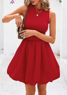 Foto 5 | Foto 5 | Vestido De Verano Prettygarden 2025 Sin Mangas Sin Mangas Con Bolsillos Rojo - Venta Internacional.