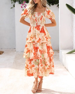 Foto 5 | Foto 5 | Vestido Casual Btfbm Para Mujer Con Cuello Cuadrado Y Manga Abullonada - Venta Internacional.