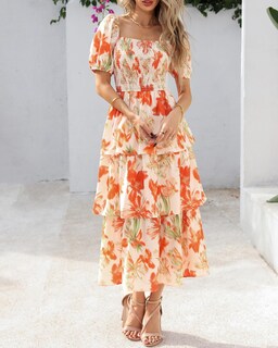 Foto 7 | Foto 7 | Vestido Casual Btfbm Para Mujer Con Cuello Cuadrado Y Manga Abullonada - Venta Internacional.