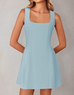 Foto 2 | Foto 2 | Vestido De Verano Zesica 2025 Sin Mangas Sin Mangas A Line Flare Blue Xl - Venta Internacional.