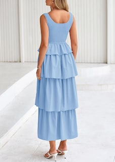 Foto 2 | Foto 2 | Vestido De Verano Para Mujer Prettygarden, Sin Mangas, Línea A, Azul Claro - Venta Internacional.