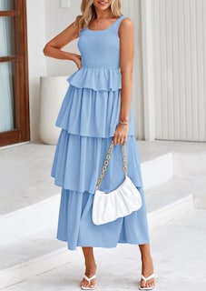 Foto 4 | Foto 4 | Vestido De Verano Para Mujer Prettygarden, Sin Mangas, Línea A, Azul Claro - Venta Internacional.