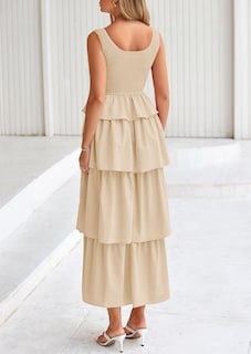 Foto 2 | Foto 2 | Vestido Prettygarden Para Mujer, Verano 2025, Sin Mangas, Midi, Color Albaricoque - Venta Internacional.