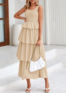 Foto 4 | Foto 4 | Vestido Prettygarden Para Mujer, Verano 2025, Sin Mangas, Midi, Color Albaricoque - Venta Internacional.