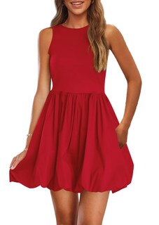 Foto 1 | Foto 1 | Vestido De Verano Prettygarden 2025 Sin Mangas Sin Mangas Con Bolsillos Rojo - Venta Internacional.