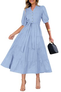 Foto 2 | Foto 2 | Vestido Midi Prettygarden Para Mujer, Verano 2025, Cuello En V Con Bolsillos - Venta Internacional.