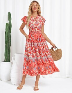 Foto 5 | Foto 5 | Vestido Largo Grace Karin Mujer Primavera Verano 2025 Rojo Boho Xl - Venta Internacional.