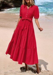 Foto 7 | Foto 7 | Vestido Midi Prettygarden Para Mujer, Verano 2025, Cuello En V Con Bolsillos - Venta Internacional.