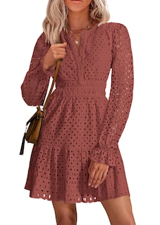 Foto 1 | Foto 1 | Minivestido Prettygarden 2025 De Manga Larga Con Cuello En V Y Línea A Para Mujer - Venta Internacional.