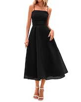 Vestido Prettygarden Midi Negro para Mujer - Venta Internacional