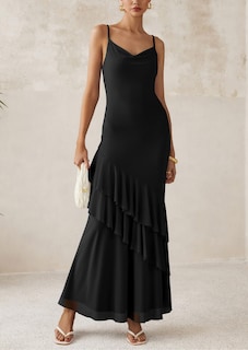 Foto 4 | Foto 4 | Vestido Largo Prettygarden 2025, Estampado Floral Escalonado, Negro, Talla S - Venta Internacional.