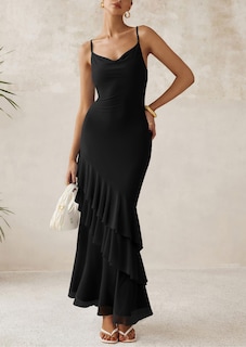 Foto 5 | Foto 5 | Vestido Largo Prettygarden 2025, Estampado Floral Escalonado, Negro, Talla S - Venta Internacional.