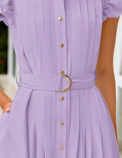 Foto 4 | Foto 4 | Vestido Zesica 2025 De Verano Con Botones Bohemio Y Cuello En V, Color Morado - Venta Internacional.