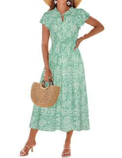 Foto 1 | Foto 1 | Vestido Grace Karin Para Verano, Estilo Bohemio, Con Volantes, Casual, Maxi Verde, Xl - Venta Internacional.
