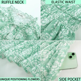 Foto 5 | Foto 5 | Vestido Grace Karin Para Verano, Estilo Bohemio, Con Volantes, Casual, Maxi Verde, Xl - Venta Internacional.