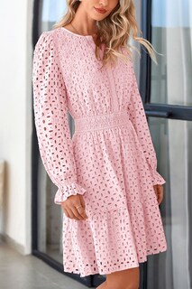 Foto 4 | Foto 4 | Minivestido Prettygarden 2025 Para Mujer, Manga Larga, Cuello En V, Rosa - Venta Internacional.